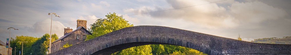 The Old Bridge (formerly New Bridge) in Pontypridd, south Wales, with the Victoria Bridge behind it